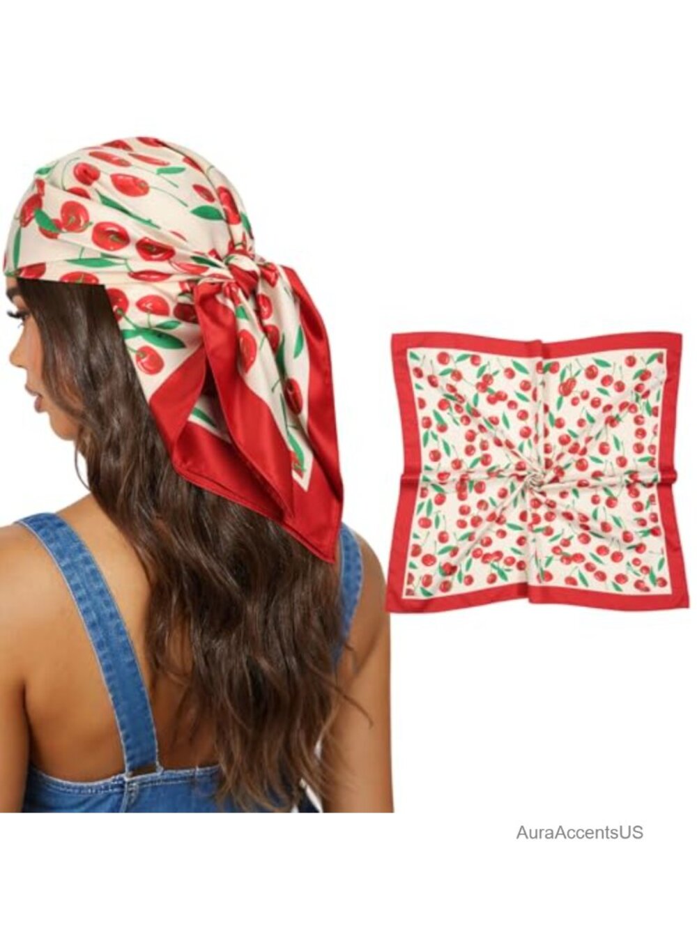 Satin Head Scarf Square Silk Hair Bandana Wrap 27.5-Inch